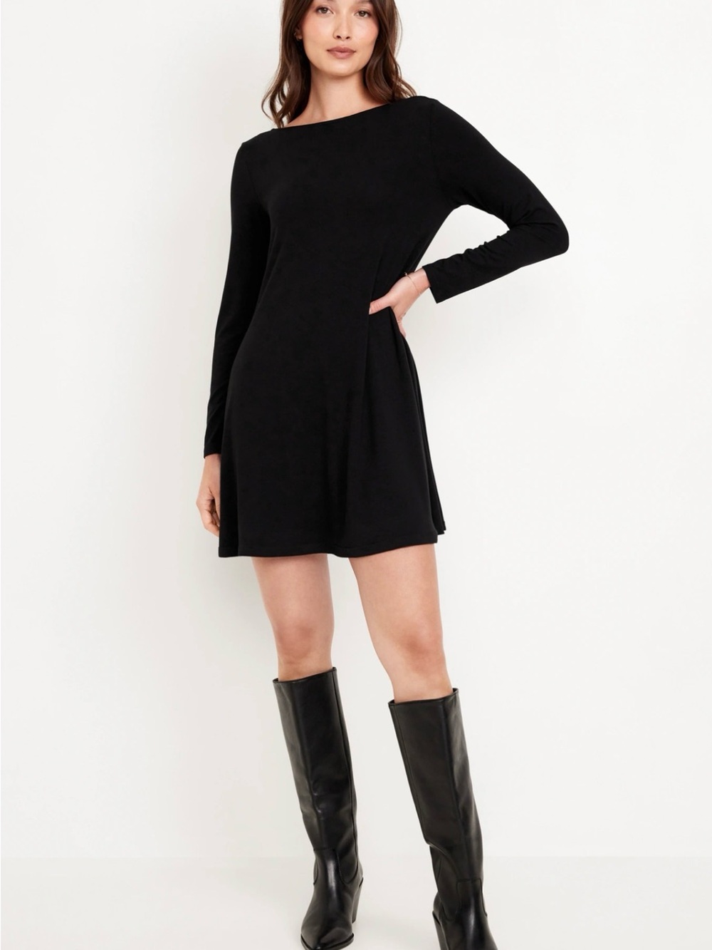 Old Navy Black Long-Sleeve Mini Dress